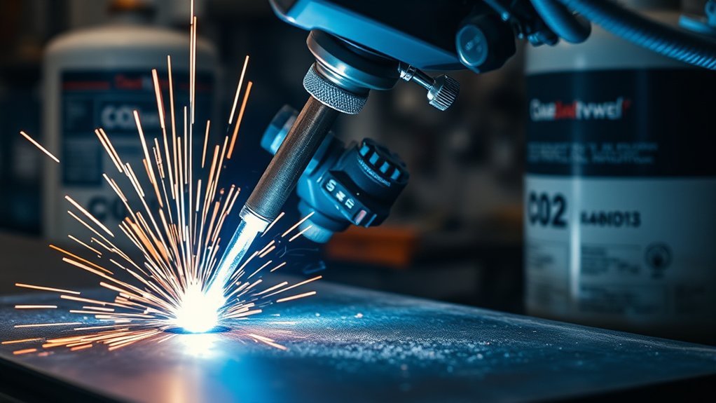 MIG welding mild steel using 100 percent CO2 shielding gas