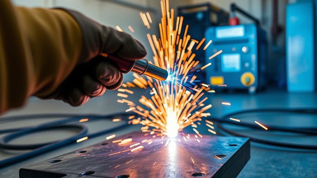 MIG welder joining metal with continuous wire and shielding gas