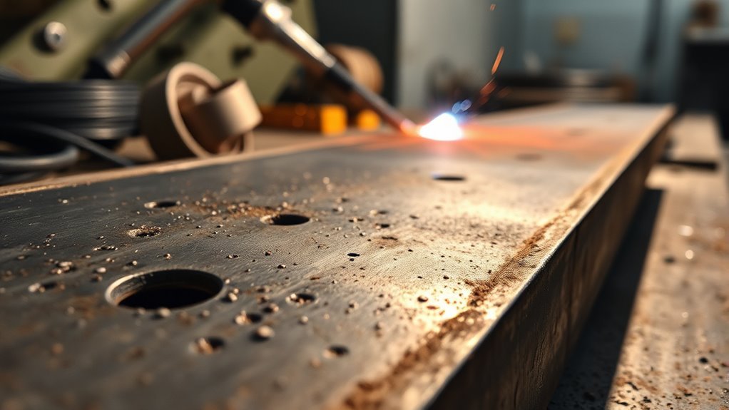 Gas cavities and porosity in solidified weld metal