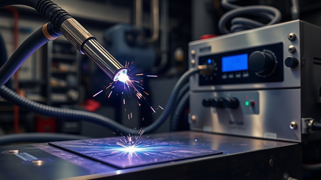 Plasma arc welding torch producing a concentrated arc on a metal workpiece