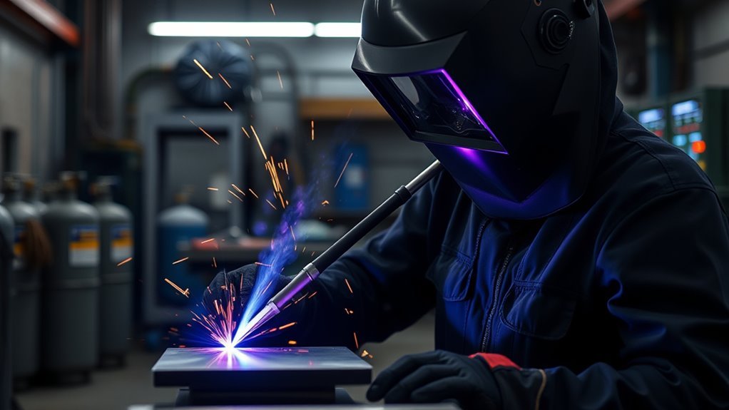 Plasma arc welding producing a narrow weld with deep penetration