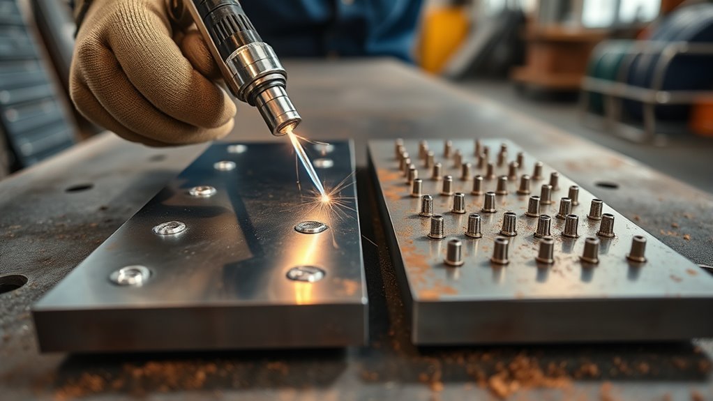 tack welds holding metal parts in temporary alignment before final welding