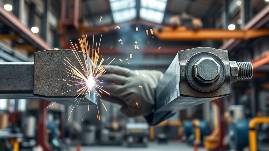 Welded and bolted steel connections shown side by side