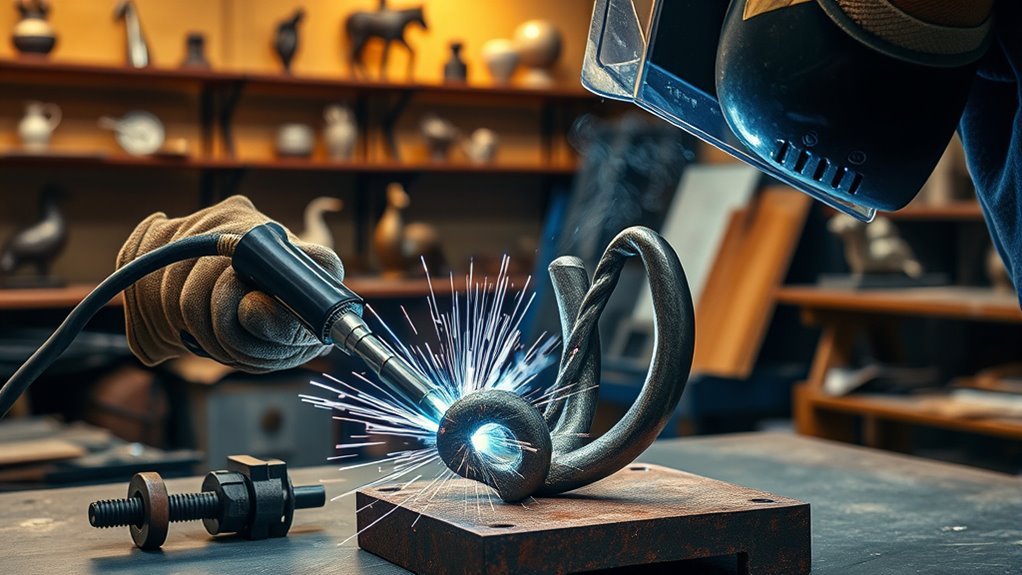 MIG and TIG welding techniques used to assemble a metal sculpture